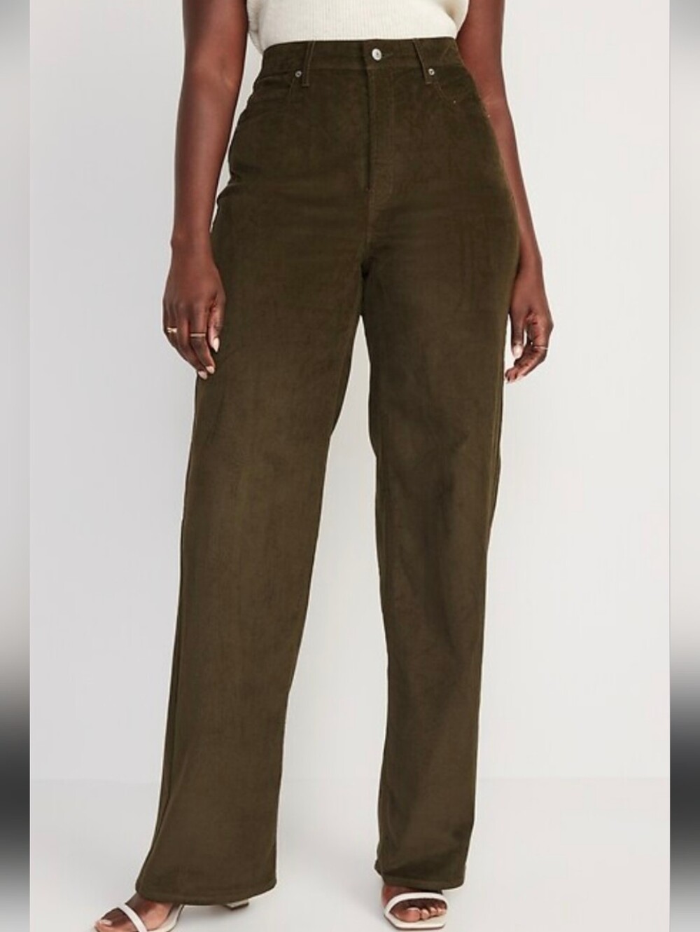 Old Navy Women's Sky-Hi Wide-Leg  Corduroy Pants Green Forest Size 2 Tall